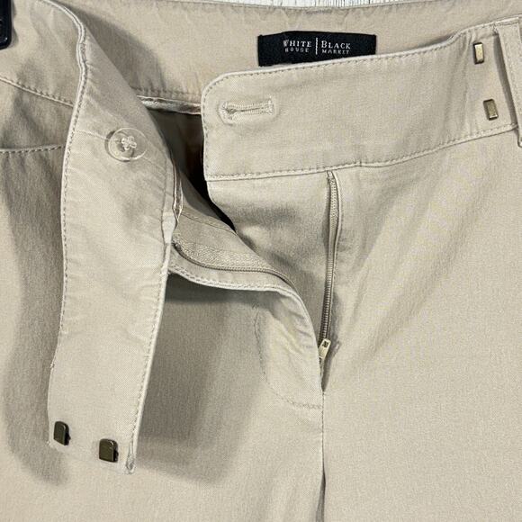 WHBM SZ 8R Ankle Pants Stretch Pockets Zip-Fly Flat Front Mid-Rise Beige - Picture 8 of 10